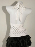 Polka Dots Print Backless Tops GXIY-K26L2054
