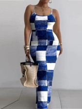 Plus Size Contrast Color Sling Maxi Dress GAWE-6645