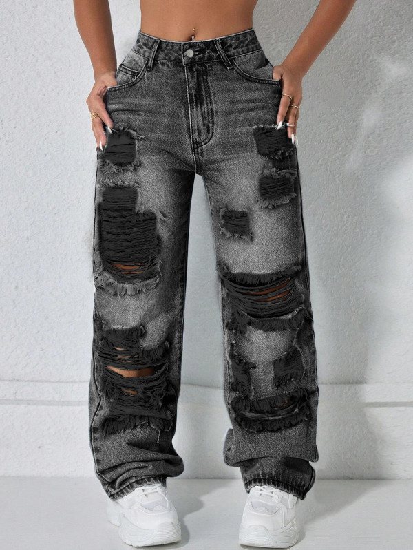 Casual Holes Straight Jeans GYXN-16215