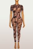 See Through Short Sleeve Jumpsuit YWXS-K26L2243