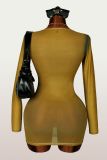Letter Print Mesh See Through Mini Dress YWXS-K26L2343