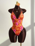Sexy Print Lace Patchwork One Piece Swimsuit+Skirt Suit GXIY-K26L2218