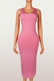 Solid Color Sleeveless Split Maxi Dress YWXS-K26L2301