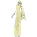 Slash Shoulder Solid Color Maxi Dress GJYO-JD305221