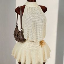 Tie Up Backless Solid Cake Dress GXIY-K26L2188