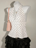 Polka Dots Print Backless Tops GXIY-K26L2054
