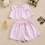Backless Tie Up Wrap Chest Top Shorts Suit GFRT-32585SBY