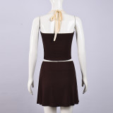 Contrast Color Tie Up Two Piece Skirts Set GFRT-42131SBG