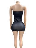 Hot Drill Print Tight Tube Tops Dress GFCF-1468
