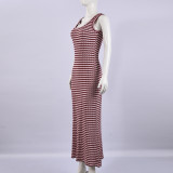 Sleeveless Stripe Fishtail Dress GFRT-42099DBG