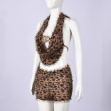 Leopard Print Backless Tie Up Skirt Suit GFRT-32852SBY