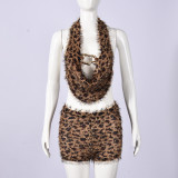 Leopard Print Backless Tie Up Skirt Suit GFRT-32852SBY