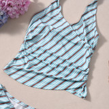 Stripe Backless Tie Up Top Two Piece Skirts Set GFRT-32645SBY
