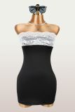 Contrast Color Lace Patchwork Mini Dress YWXS-K25L1833