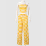 Backless Striped Bow Tube Top Pants Set GFRT-32620SBY