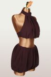 Solid Color Sleeveless Two Piece Skirts Set YWXS-K26L2248