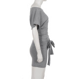 Solid Color Slash Shoulder Mini Dress GPKJ-MR46607