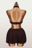 Solid Color Sleeveless Two Piece Skirts Set YWXS-K26L2248