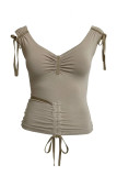 Solid Color Drawstring Sleeveless Tops YWXS-K25L1619