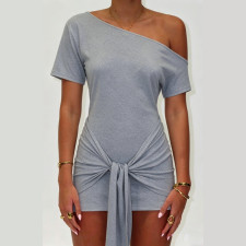 Solid Color Short Sleeve Mini Dress GPKJ-MR48963