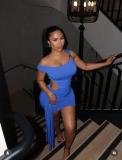 Solid Color Hollow Out Mini Dress YWXS-K25L1460