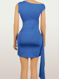 Solid Color Hollow Out Mini Dress YWXS-K25L1460