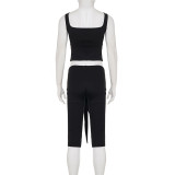 Solid Color Tank Tops Fifth Pants 2 Piece Set GPKJ-MR43851