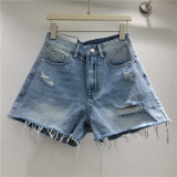 Holes Raw Edge Denim Shorts GZYN-R9117