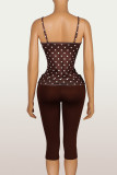 Polka Dots Print Lace Patchwork Two Piece Pants Set YWXS-K26L2215