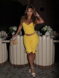Solid Color Halterneck Top Seventh Pants Suit YWXS-K25L1878