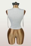 Solid Color Drawstring Sleeveless Tops YWXS-K25L1619