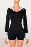 Lapel Patchwork V Neck Romper YWXS-K26L2180