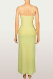 Solid Color V Neck Sling Maxi Dress YWXS-K26L2175