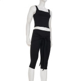 Solid Color Tank Tops Fifth Pants 2 Piece Set GPKJ-MR43851