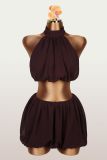Solid Color Sleeveless Two Piece Skirts Set YWXS-K26L2248
