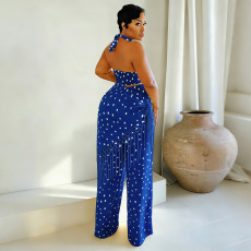 Polka Dots Print Tassel Two Piece Pants Set YF-11014