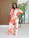 Contrast Color Print Shirt Wide Leg Pants Suit GMYU-11310