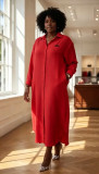 VIP1 Solid Color Long Sleeve Split Shirt Dress GMYU-11324