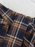 Plaid Print Patchwork Irregular Halterneck Skirt QYMF-104-1