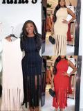 Sleeveless Solid Color Beading Maxi Dress GADE-11273