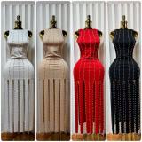 Sleeveless Solid Color Beading Maxi Dress GADE-11273