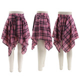 Plaid Shirt Irregular Skrits QYMF-104