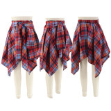 Plaid Shirt Irregular Skrits QYMF-104