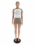 VIP1 Print Patchwork Two Piece Shorts Set(With Hairband) QXLB-10190