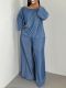 Plus Size Long Sleeve Ruched Two Piece Pants Set QMZF-1103