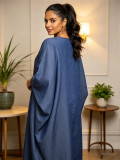 Loose V Neck Bat Sleeve Maxi Dress QMZF-12020