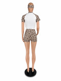 VIP1 Print Patchwork Two Piece Shorts Set(With Hairband) QXLB-10190