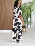 Contrast Color Print Shirt Wide Leg Pants Suit GMYU-11310