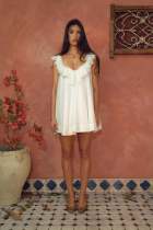 V Neck Loose Lace Nightgown Loungewear Dress QMZF-18015