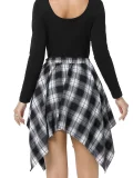 Plaid Print Patchwork Irregular Halterneck Skirt QYMF-104-1